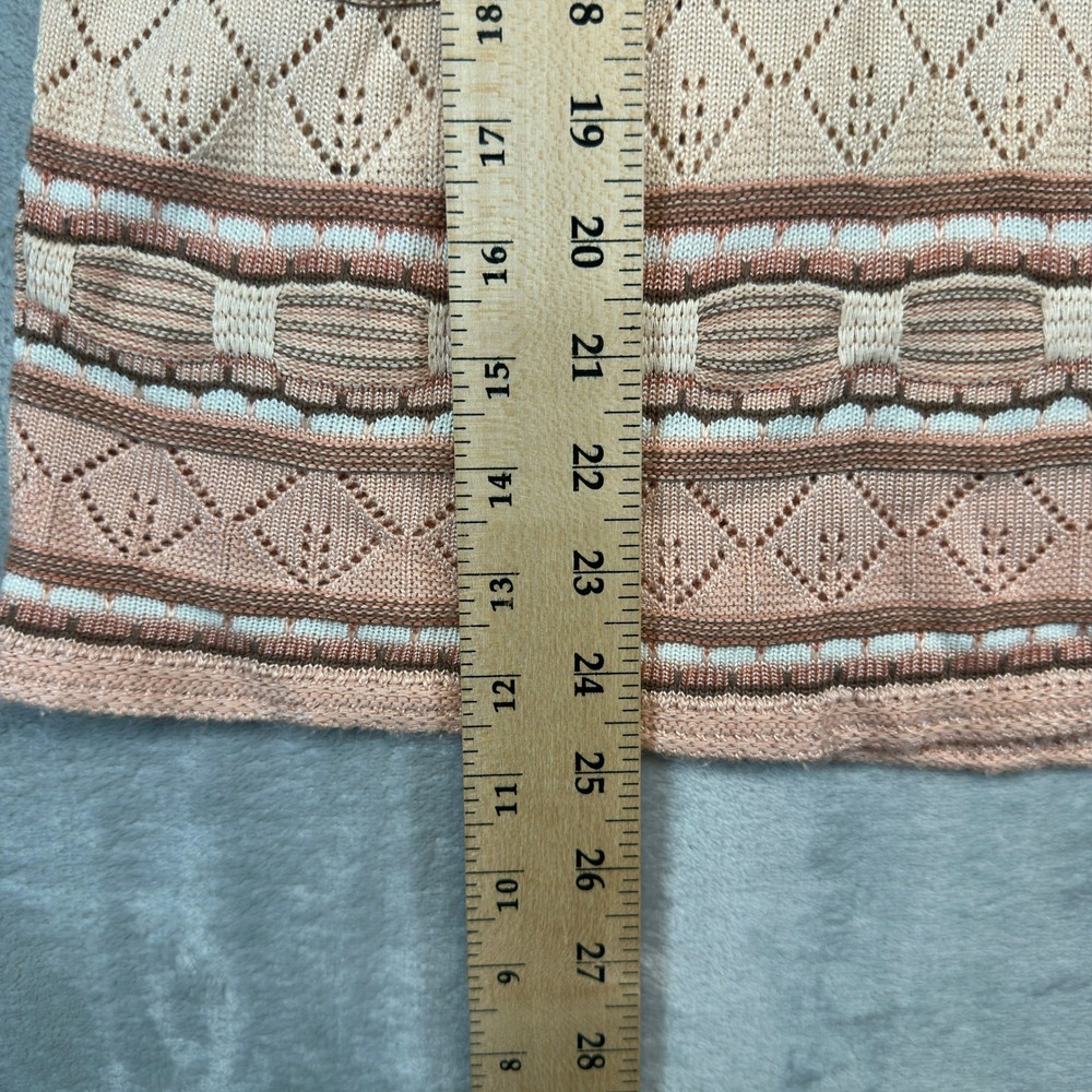 Alfred Dunner Knit Top Womens Small Peach Geometric Pointelle Short Sleeve Top - Picture 7 of 10